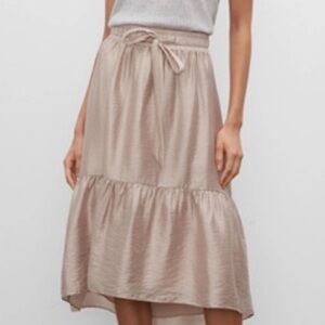 Club Monaco Pink A-Line Midi Skirt with Tie Front